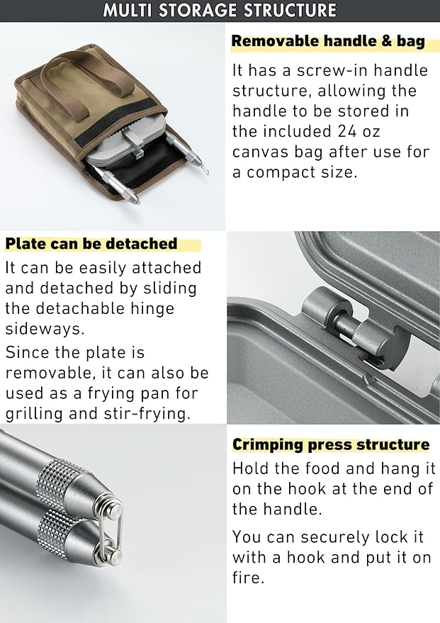 camping moon Sandwich Maker Hot Sand Single Burner Gas Fire Open Fire Compact Aluminum TT-1315 (Silver w/bag)