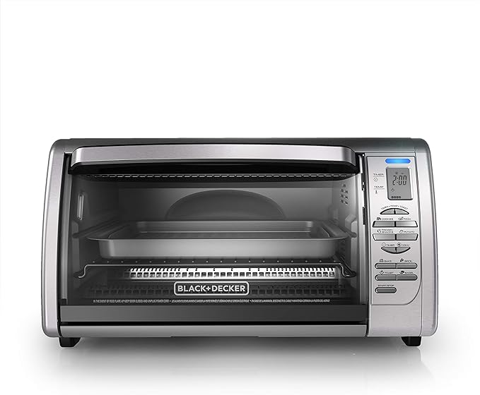 Black+Decker Countertop Convection Toaster Oven, 8 One-touch Cooking Functions, Stainless Steel