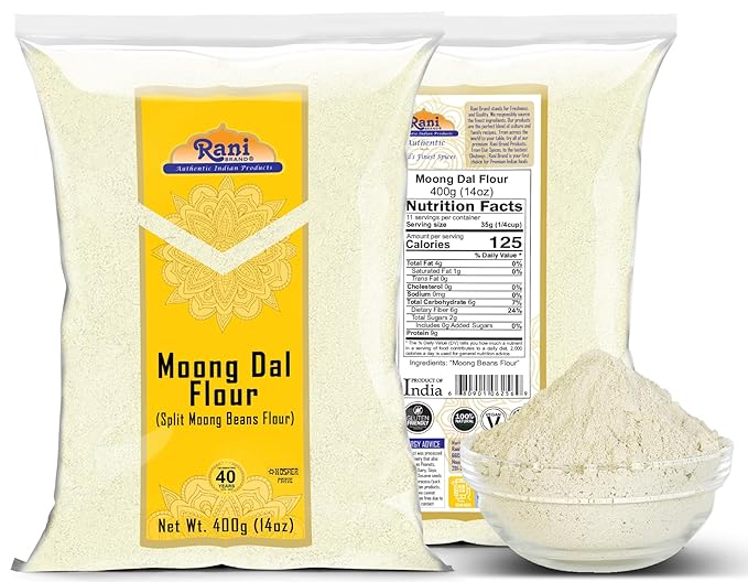 Rani Moong Flour (Mung Bean Flour, Green Gram Flour) 14oz (400g) ~ All Natural | Vegan | Gluten Friendly | NON-GMO | Kosher | Indian Origin