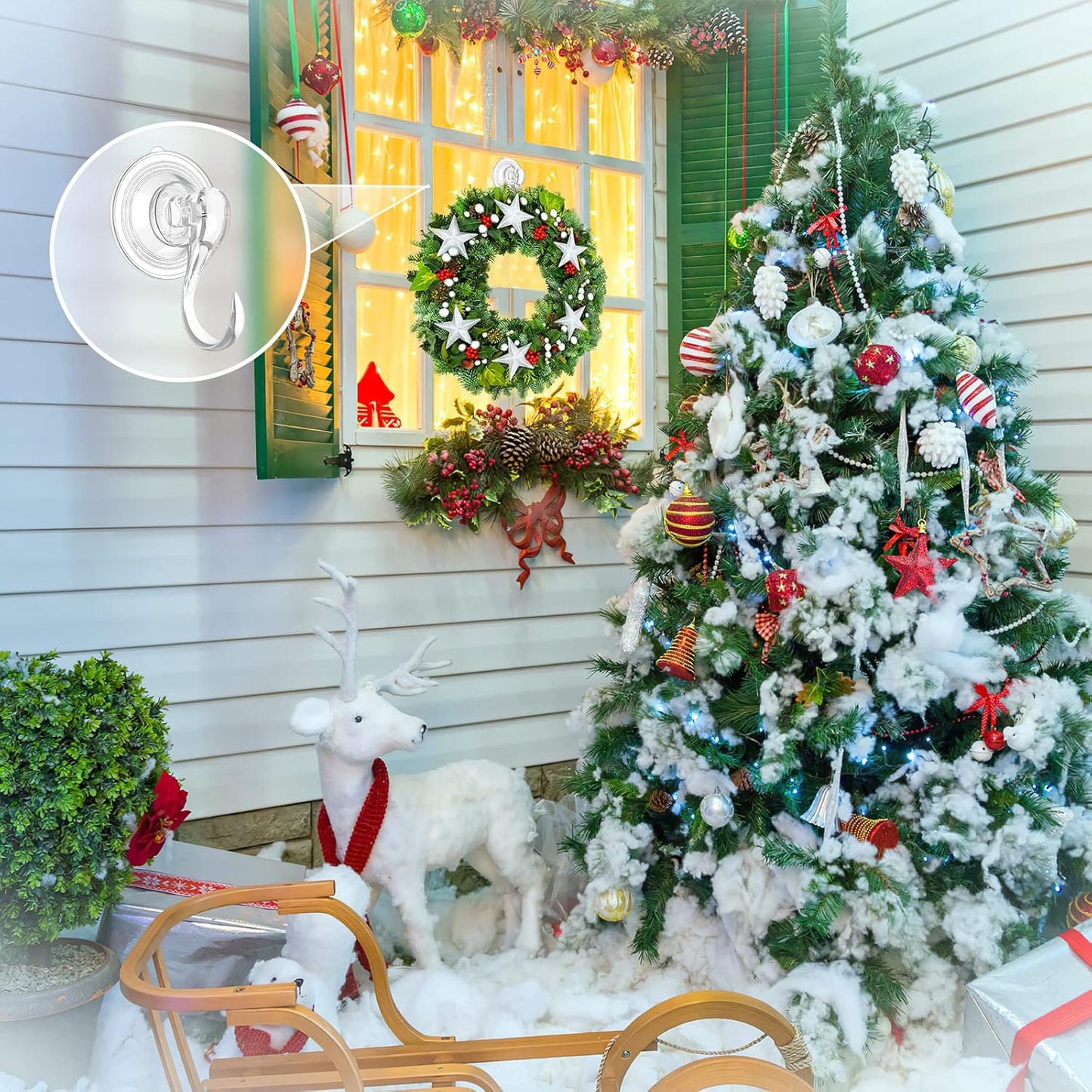 VIS'V Suction Cup Hooks, Small Shower Suction Hooks with Wipes, Heavy Duty, Removable and Reusable, Clear, 4 Pcs