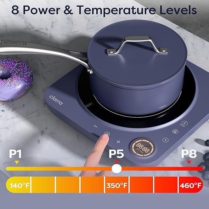 CIARRA CATIH1A-M Portable Induction Cooktop, Slim Single Electric Countertop Burner with Sensor Touch and Digital time, Blue