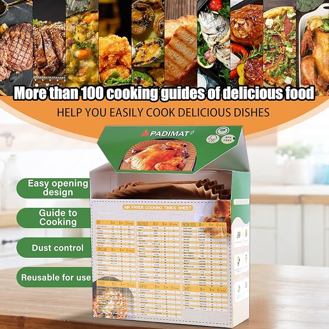 Air Fryer Disposable Paper Liners, 120 Pcs Square Airfryer Parchment Cooking Non-Stick Liner Accessories, Microwave Oven, Frying Pan, Oil-proof Air Fryers Filters Sheets for 5 6 7 8 Qt Baking Basket