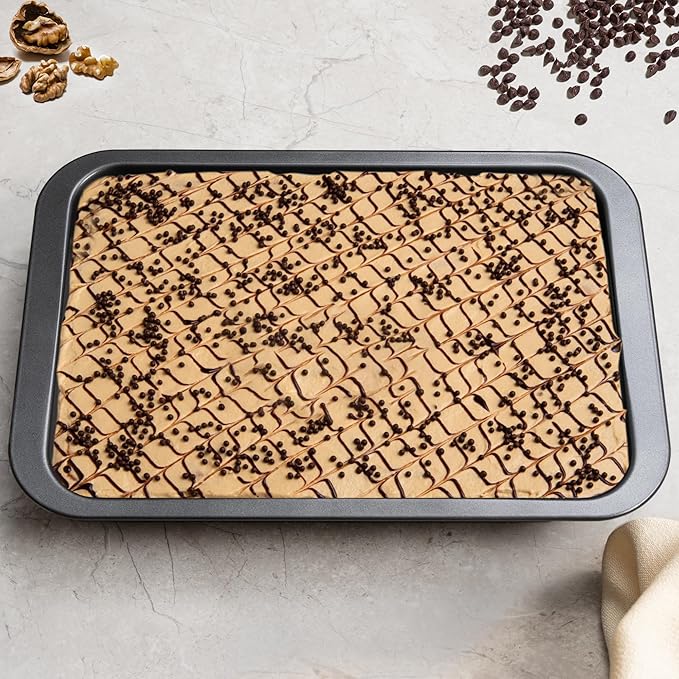 Cake Pan, Nonstick Baking Pan for Cake, Bread, Brownie or Lasagna, Heavy Duty Baking Dish with Diamond Texture Pattern and Wide Grips, Set of 2