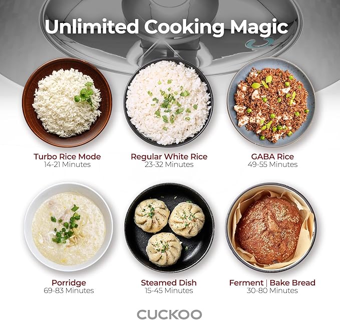 CUCKOO CRP-BHSS0609F 6-Cup (Uncooked) / 12-Cup (Cooked) Induction Heating Pressure Rice Cooker with Nonstick Inner Pot, 16 Menu Modes, Fuzzy Logic Tech, 3 Voice Guide, Auto Clean (White)