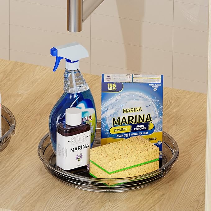 LAMU 2 Pack Lazy Susan Turntable Organizer for Cabinet, 10.6'' 9.25'' Condiment Organizer for Refrigerator, Kitchen Pantry, Medicine Cabinet Organizer, Spices Rack Organization, Bathroom, Grey