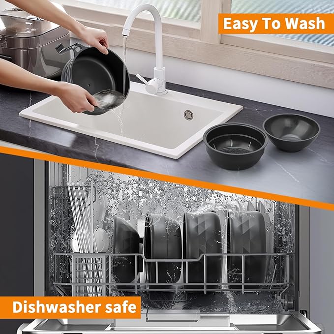 Ramen Cooker,Microwave Ramen Bowl,Ramen Noodle Bowl,College Dorm Room Essentials for Girls for Boys, Portable Noodle Bowls,for Home Office Dorm Room College gift,BPA-Free (Black)