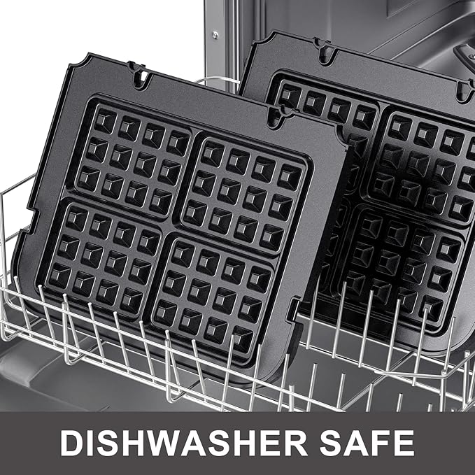 Waffle Plates for Cuisinart Griddler GR-4N, GR-5B, GR-6 and GRID-8N Series - 4 Slicer Nonstick Coating Baking Plates