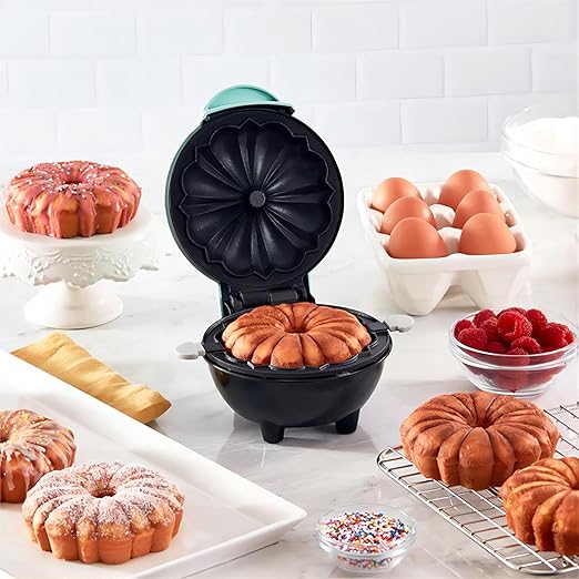 Cake Maker Lava Cake Maker Mini Donut Maker Waffle Maker Pancakes Maker Machine for Breakfast, Snacks, Desserts Non-stick Surface, Cake Machine, Double-sided Heating, White