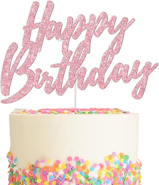 BEISHIDA Happy Birthday Cake Toppers Rose Gold Glitter Birthday Cake Decoration Cake Baking Supplies 18th 30th 40th Birthday Cake Toppers For Boys Girls Men Women Birthday Party Photo Booth Props