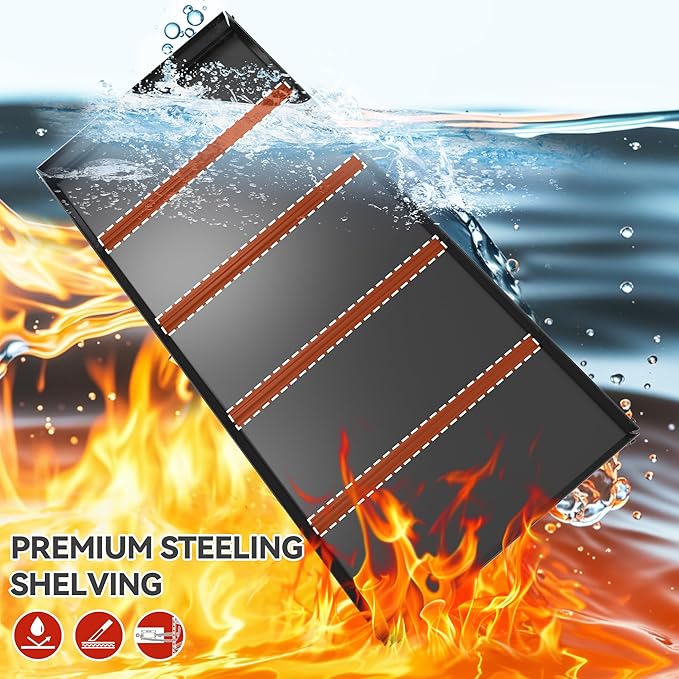 REIBII Garage Shelving Heavy Duty Garage Storage Shelves, Extra Large Adjustable Storage Rack with 5 Tier Metal Shelving Unit, 2500LBS Loads Heavy Duty Shelf, Easy Assembly, 2 Pack