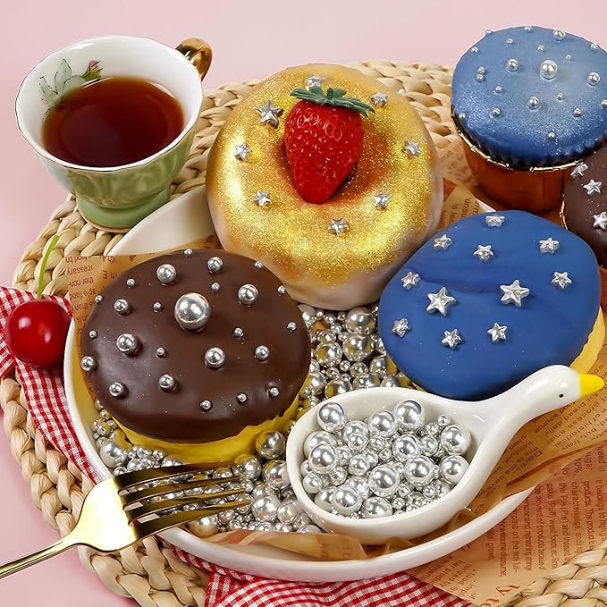 Silver Pearl Sugar Sprinkles for Cake Decorating, 150g/5.29oz Mix Size, Edible Candy Pearls, Cake Decorations, Cupcakes & Cake Toppers, Holiday, Wedding Party, Easter, Christmas Supplies