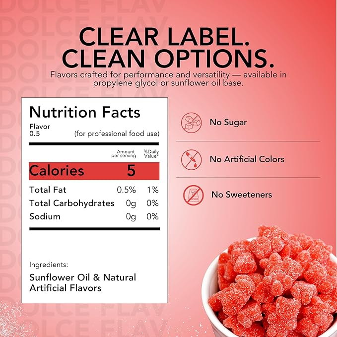 Dolce Flav Strawberry Extract 8 oz – Kosher, Sugar-Free, Concentrated Berry Flavor for Candy, Chocolates & Desserts, Includes Measured Dropper