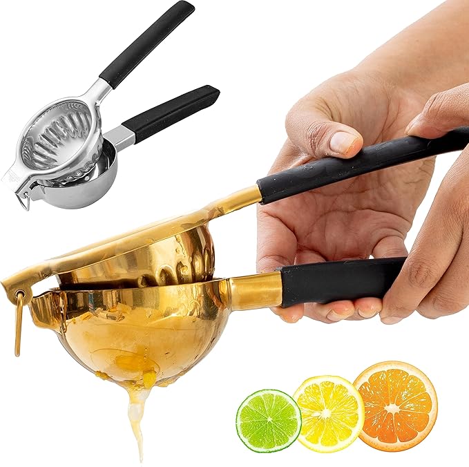 A Bar Above Premium Quality Hand Juicer, for Cocktails, Heavy Duty, Stainless Steel Juicer, Lime, Lemon, and Oranges, Citrus Juicers, for Mixologists and Bars, Fruit Juice Extractor, Gold, 3 Pack