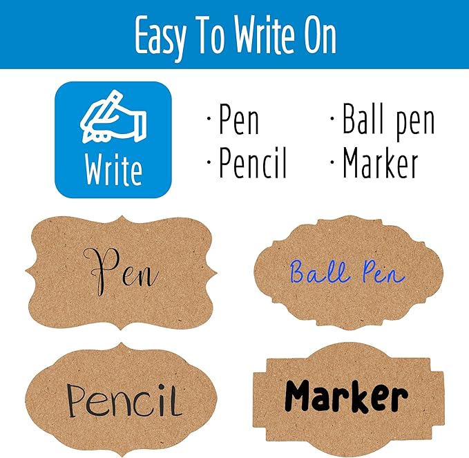 600 PCS Kraft Paper Stickers, 6 Fancy Shapes Labels Self Adhesive Blank Stickers Crafts, Homemade Food Jars, Gift Tags, Name Labels, Envelope Labels, Home Office Business Uses (1.2'' x 2'') (Heba496)