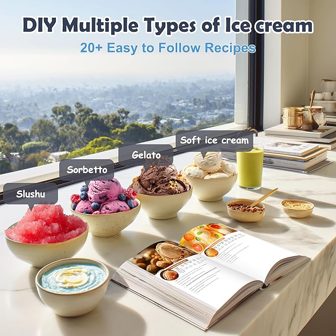 1.1 Quart Ice Cream Maker – Electric Ice Cream Machine for Gelato, Milkshakes & Sorbet, Perfect for Family, Easy to Use & Clean,Silver