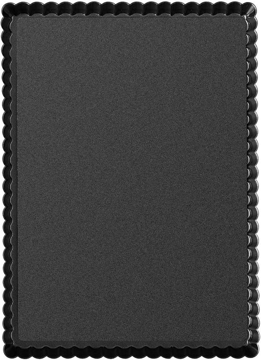 Rectangular Tart Pie Pan Flan Quiche Cheese Molds with Removeable Release Bottom Fluted - 12.8 x 8.5 Inch