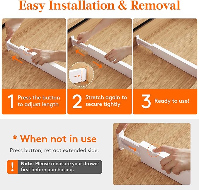 Lifewit 12 Pack Kitchen Drawer Dividers 2.36" High, 11"-17" Adjustable Drawer Organizer for Utensils/Clothes/Makeup, Plastic Expandable Separators in Dresser/Bedroom/Bathroom/Office Storage