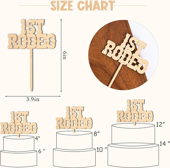1st Rodeo Cake Topper - Western Theme First Birthday Cake Decoration, Suitable for Baby Shower Favors, Anniversary or Photo Booth Props