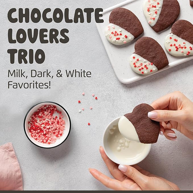 Chocolate Works Melting Chocolate Parent (10 oz (Pack of 3), Variety Pack: Milk, Dark, White Chocolate)