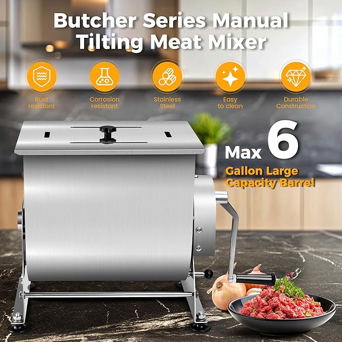 Butcher Series 35 lb / 6 Gallon Manual Tilting Meat Mixer