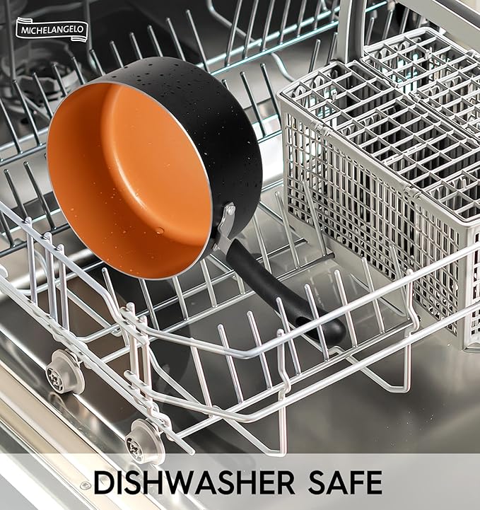 MICHELANGELO Nonstick Sauce Pan With Lid, 3QT Ceramic Saucepan, Copper Saucepans, PFAS-FREE Pot, Small Pots For Cooking, Multipurpose Cooking Pots For Home Kitchen, Dishwasher Safe