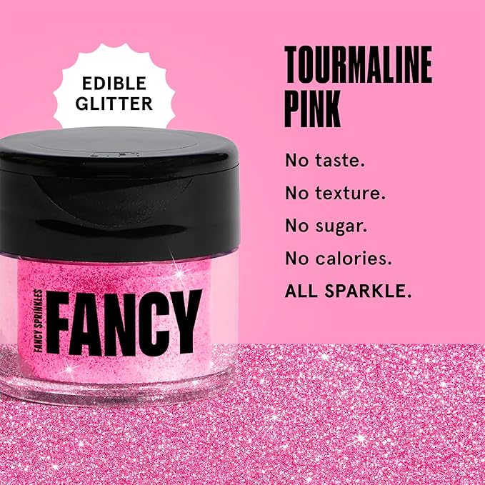 Fancy Sprinkles Tourmaline Pink Premium Edible Glitter, 100% Edible Glitter for Sparkling Food & Drinks No Taste or Texture (4gm)