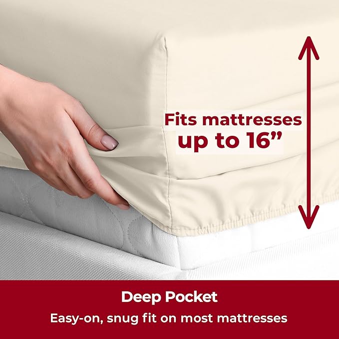 Mellanni Twin Sheets Set - 3 PC Iconic Collection Bedding - Hotel Luxury, Extra Soft, Cooling Bed Sheets - Wrinkle, Fade, Stain Resistant (Twin, Golden Ivory)