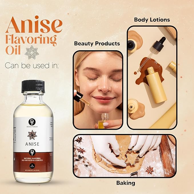 Dolce Flav Natural Anise Extract – 1 Gallon Oil-Soluble Kosher, Sugar-Free, Concentrated Licorice Anise Flavoring for Baking, Cookies & Liqueurs