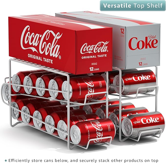 Sorbus Soda Can Rack Beverage Dispenser – Soda Can Organizer Dispenses 12 Standard Size 12oz Soda Cans - Can Organizer for Refrigerator Soda Can Dispenser Rack Organizer (2 Pack, White)