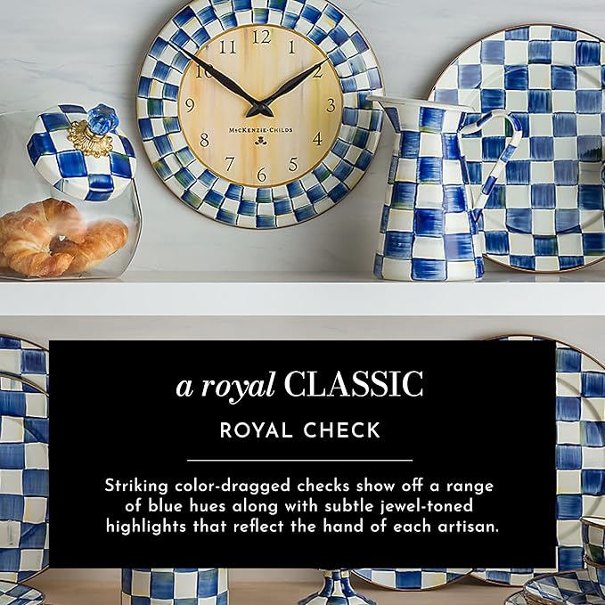 MACKENZIE-CHILDS Enamel Dipping Bowl, Small Serving Bowl for Entertaining, Blue-and-White Royal Check