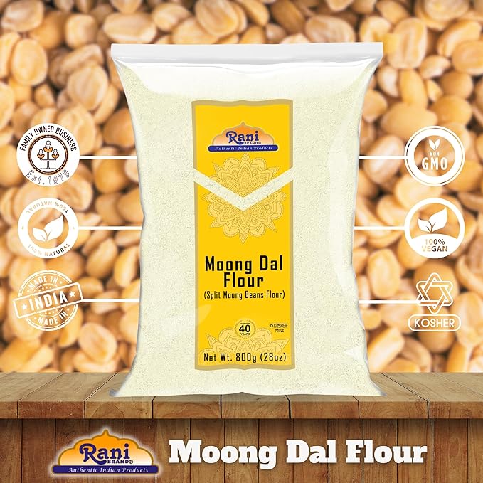 Rani Moong Flour (Mung Bean Flour, Green Gram Flour) 28oz (1.75lbs) 800g ~ All Natural | Vegan | Gluten Friendly | NON-GMO | Kosher | Indian Origin
