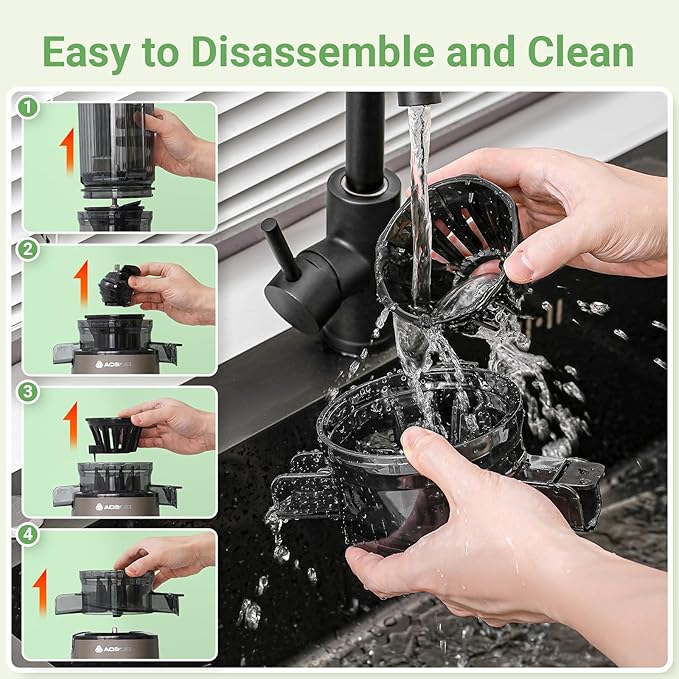 AAOBOSI Cold Press Juicer, 4.35" Large Feed Chute Masticating Juicer Machines (Upgrade) High Juice Yield Slow Juice Extractor fit Fruits &Vegetables, Easy to Clean, New Designed for Home and Travel