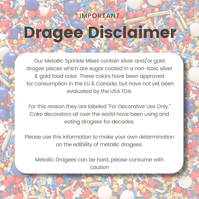 Sprinkle Pop Old Glory Sprinkle Mix| Red White Blue Sprinkles with Gold Metallics| Decorating Patriotic Sprinkles Made in USA for 4th of July Independence Day Cakes Cupcakes Donuts Cookies, 4oz