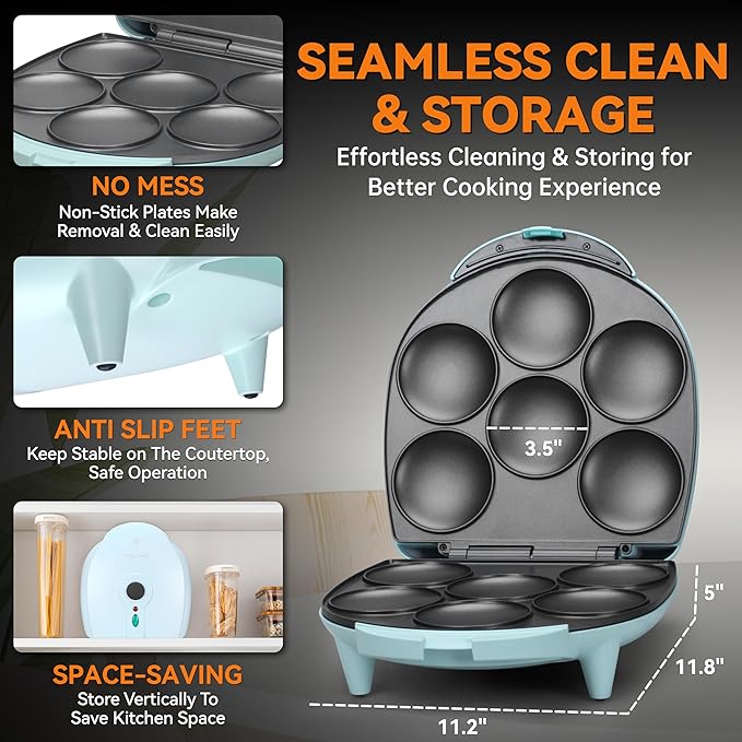 Baker's Friend Electric Arepas Maker with Browning Control, Mini Pancakes Maker, Pancake Maker Pan, Tostiarepa, Makes Corn Patties, Arepas, Mini Pancakes, Fried Eggs, Breakfast Sandwiches, Aqua