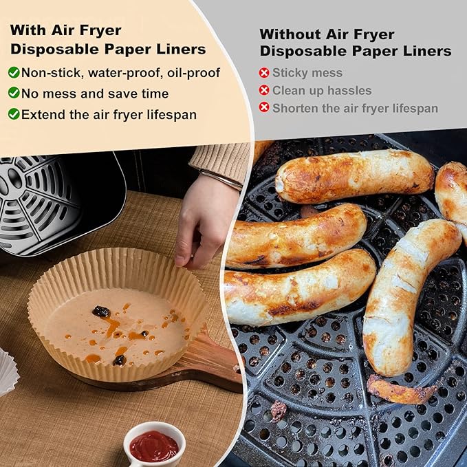 Vailnd Small Round Air Fryer Liners Disposable, 200 PCS 6.3" Air Fryer Paper Liners for Ninja AF101, Non-Stick and Oil Proof Baking Paper Liner for 2-4 qt Airfryer Basket