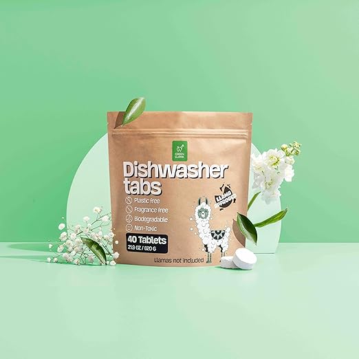 Dish Washing Machine Tablets, Pack of 40 - Fragrance-Free, PVA-Free, Non-Toxic Dishwasher Tablets in Compostable Packaging – Women-Owned Company, Leaping Bunny Certified