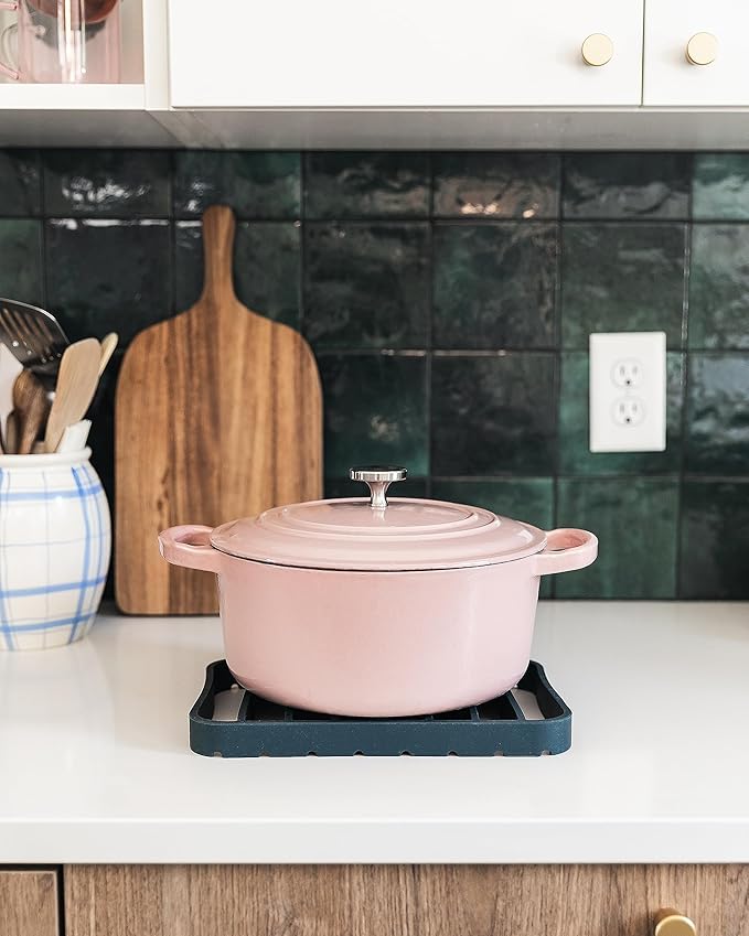 The Silicone Kitchen Silicone Roasting Rack Pan Extra Large, Dishwasher Safe, BPA Free, Non-Toxic, 7 in by 10.75 in, Navy, 2 Pack