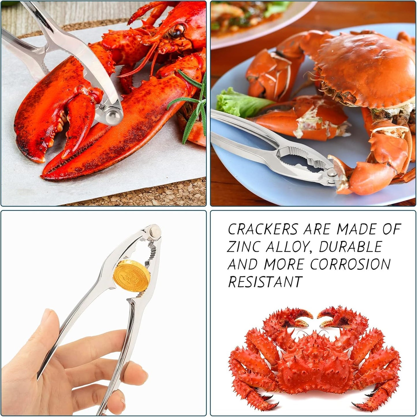 62 Pcs Crab Lobster Crackers and Picks Seafood Tools Set Includes 8 Butter Warmers, 8 Crab Leg Crackers and Forks, 2 Seafood Scissors, 8 Lobster Shellers, 28 Tealight Candles