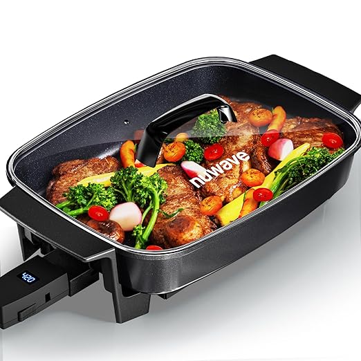 Nuwave Medley XL Digital Electric Skillet, Family Size Griddle w/Glass Lid, 2025 New & Improved Precision Heating, 100°-425°F, PFAS Free G11 Nonstick Ceramic Coating, Portable Hot Plate, 7qt Capacity