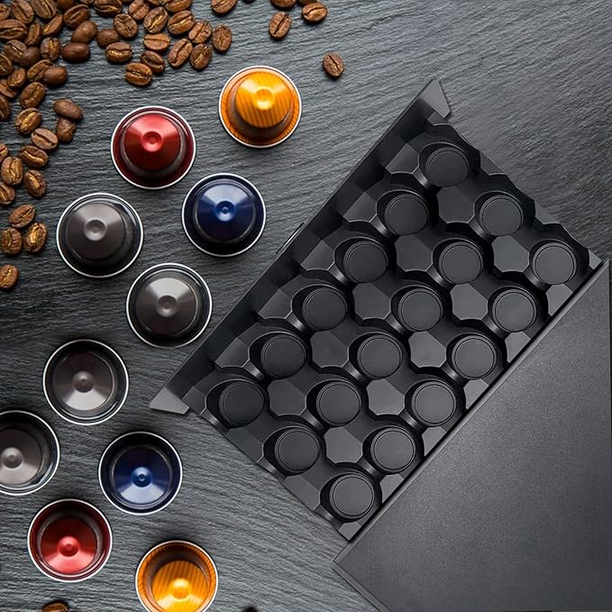 K Cup Holder Drawer 30 Pods Capacity, One Drawer Design for Nespresso/Keurig/Vertuo Pod Holder, Black