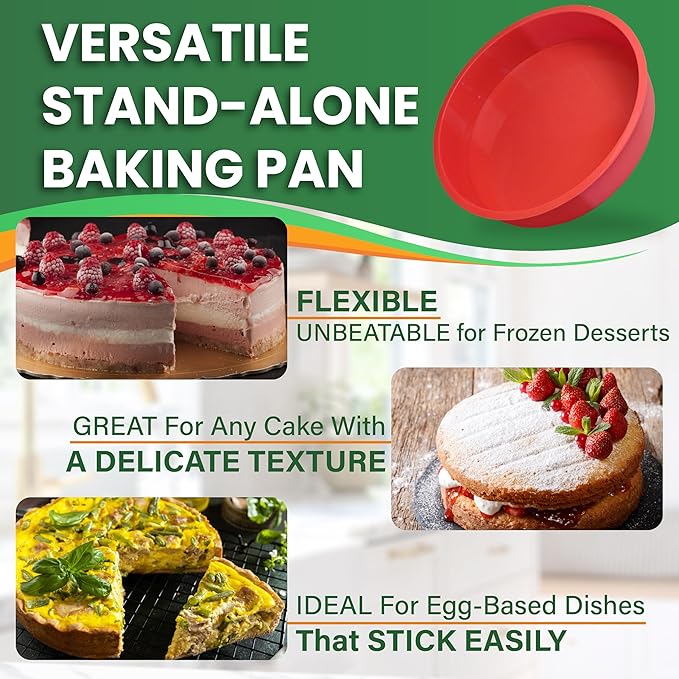 Cheese Cake Pans for Baking - NON TOXIC 9 Inch Spring Form Pan for Cheesecake with LEAKPROOF SILICONE PROTECTOR - STAINLESS STEEL 9 Inch Springform Pan for Cheesecake WATER BATH