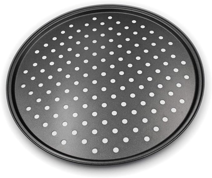 Handook Pizza Pan for Oven, Nonstick Pizza Pans, Carbon Steel Pizza Pan with Holes, Pizza Baking Pan for Oven Baking Supplies, for Home Baking Kitchen Oven Restaurant (12 Inch)