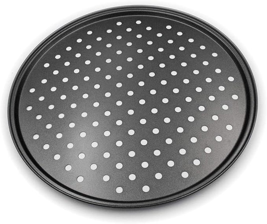Handook Pizza Pan for Oven, Nonstick Pizza Pans, Carbon Steel Pizza Pan with Holes, Pizza Baking Pan for Oven Baking Supplies, for Home Baking Kitchen Oven Restaurant (12 Inch)