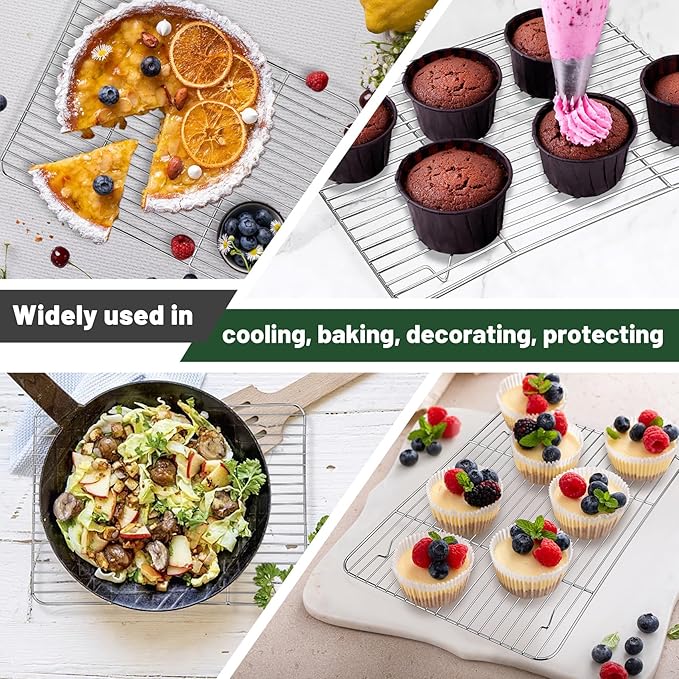 TeamFar Cooling Rack, 15.3” x 11.1” Stainless Steel Wire Baking Rack for Cooking Roasting Grilling, Fit for Oven Pan, Oven & Dishwasher Safe, Non-toxic & Heavy-Duty, 2PCS