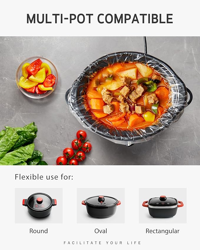 Syntus Crock Pot Liners, 60 Count 13" x 21" Large Size Slow Cooker Liners Fits 3-8 Quart Pots, Disposable Cooking Bags Suitable for Oval & Round & Retangular Crock Pot