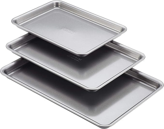 Anolon Gourmet Nonstick Bakeware Set with Nonstick Cookie Sheets / Baking Sheets - 3 Piece, Graphite Gray