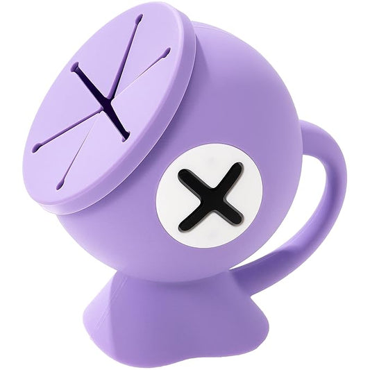 Li&Zhao Toddler Snack Cups - Baby Snack Containers Silicone Snack Cups for Toddlers Spill Proof Baby Food Catcher for Toddlers and Babies(Purple)