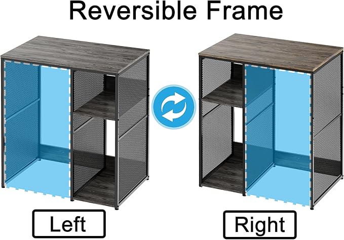 3-Tier Coffee Bar Cabinet with Mini Fridge Space, Heavy-Duty Rustic Grey Microwave Stand Baker Rack, Utility Storage Organizer Shelf for Home Kitchen Dorm, Slate Grey