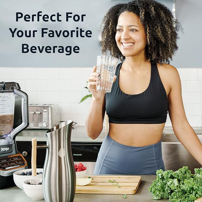 Invigorated Living Stainless Steel Water Pitcher with Lid, Ice Guard, Wooden Handle, Ideal for Cold and Fruit Infused Water (1.9L, No Filter)