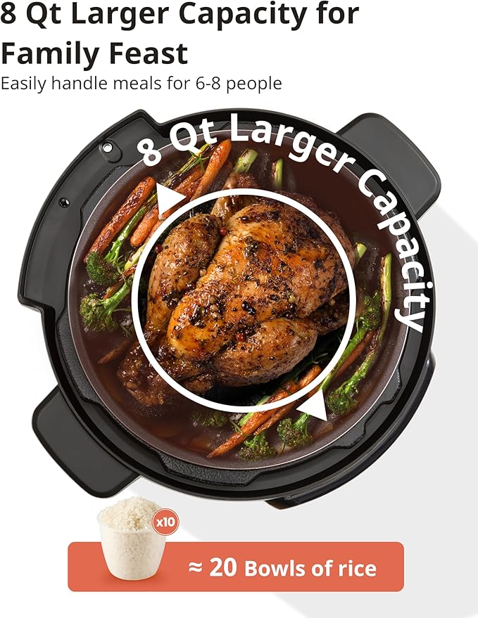 COMFEE’ 16 in 1 Electric Pressure Cooker Instant Multi Cooker Olla de Presion Non-Stick Pot Yogurt Maker Rice Cooker Slow Cooker Sauté Steamer 8 Quarts for Family Feast